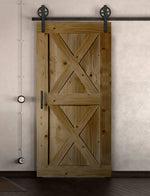Schiebetür in Scheunentor-Optik Modell Double X - Farmhouse Barn Door rustikal nach rechts öffnend / Muster nur Vorderseite / Eiche natur