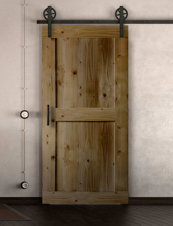 Schiebetür in Scheunentor Optik Modell Easy- Farmhouse Barn Door rustikal nach rechts öffnend / Muster nur Vorderseite / Eiche natur