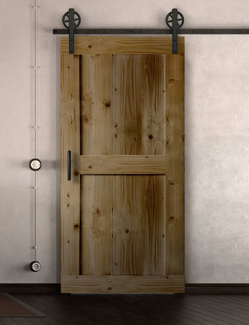 Schiebetür in Scheunentor Optik Modell Easy- Farmhouse Barn Door rustikal nach rechts öffnend / Muster nur Vorderseite / Eiche natur