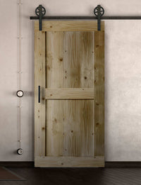 Schiebetür in Scheunentor Optik Modell Easy- Farmhouse Barn Door rustikal nach rechts öffnend / Muster nur Vorderseite / natur geölt