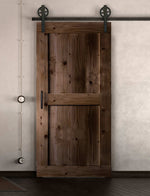 Schiebetür in Scheunentor Optik Modell Easy- Farmhouse Barn Door rustikal nach rechts öffnend / Muster nur Vorderseite / Nuss hell