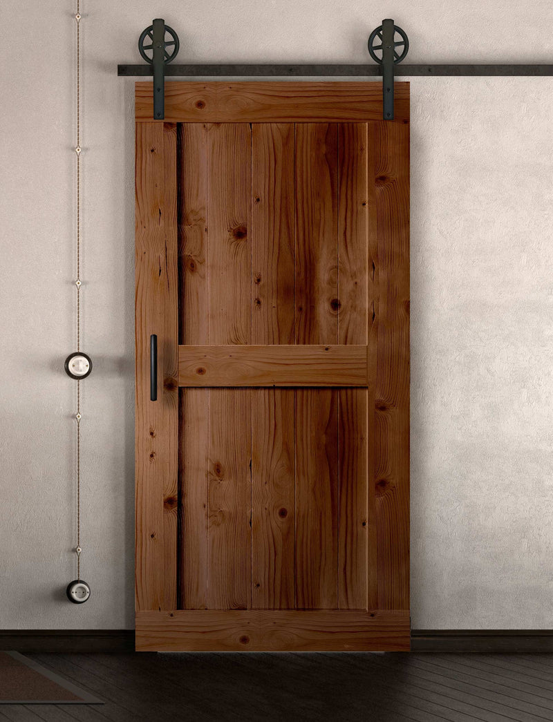 Schiebetür in Scheunentor Optik Modell Easy- Farmhouse Barn Door rustikal nach rechts öffnend / Muster nur Vorderseite / Teak