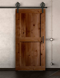 Schiebetür in Scheunentor Optik Modell Easy- Farmhouse Barn Door rustikal nach links öffnend / Muster nur Vorderseite / Teak