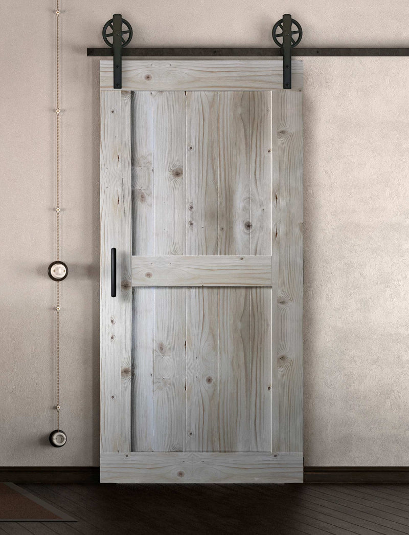 Schiebetür in Scheunentor Optik Modell Easy- Farmhouse Barn Door rustikal nach rechts öffnend / Muster nur Vorderseite / unbehandelt