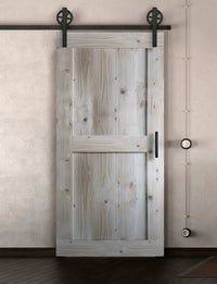 Schiebetür in Scheunentor Optik Modell Easy- Farmhouse Barn Door rustikal nach links öffnend / Muster nur Vorderseite / unbehandelt