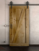 Schiebetür in Scheunentor-Optik Modell Elegance - Farmhouse Barn Door rustikal nach rechts öffnend / Muster nur Vorderseite / Eiche natur