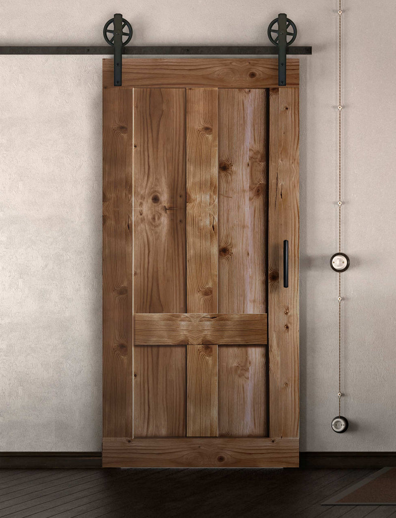 Schiebetür in Scheunentor Optik Modell Farmhouse - Farmhouse Barn Door rustikal nach links öffnend / Muster nur Vorderseite / Eiche mittel