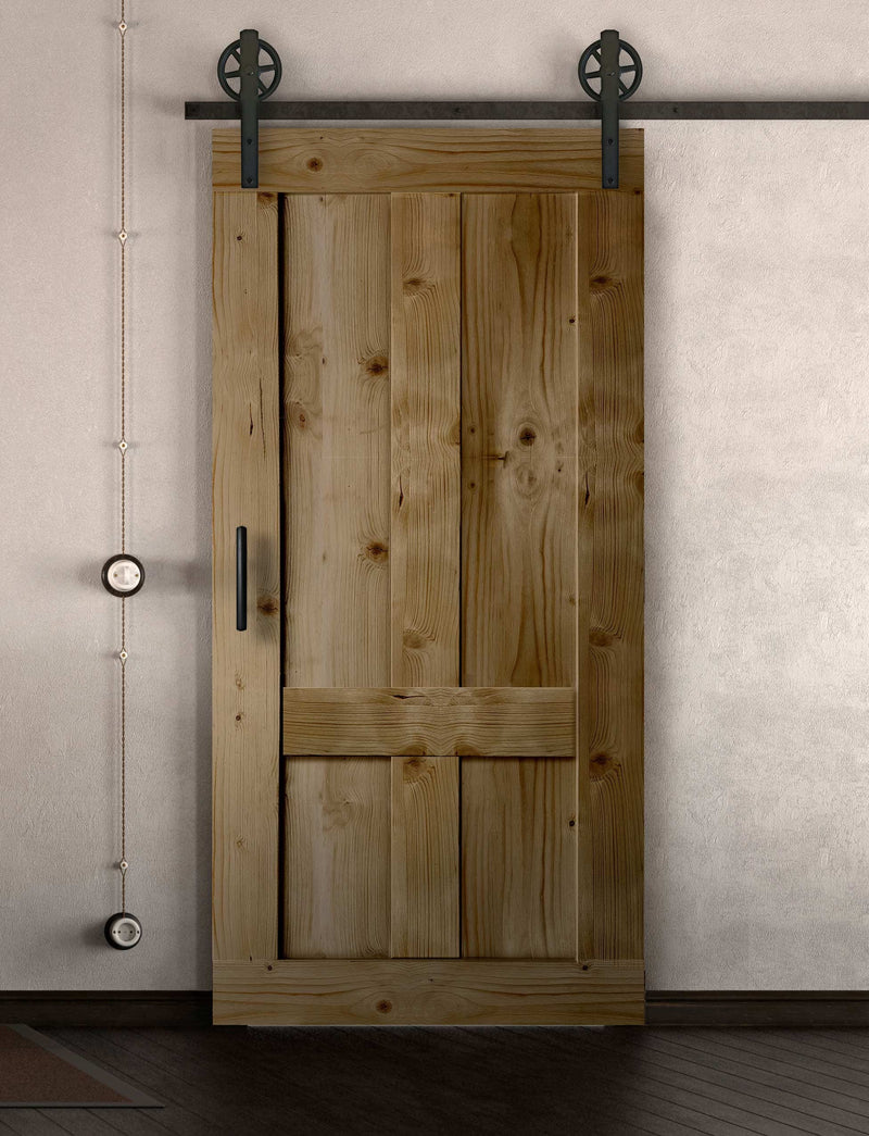 Schiebetür in Scheunentor Optik Modell Farmhouse - Farmhouse Barn Door rustikal nach rechts öffnend / Muster nur Vorderseite / Eiche natur