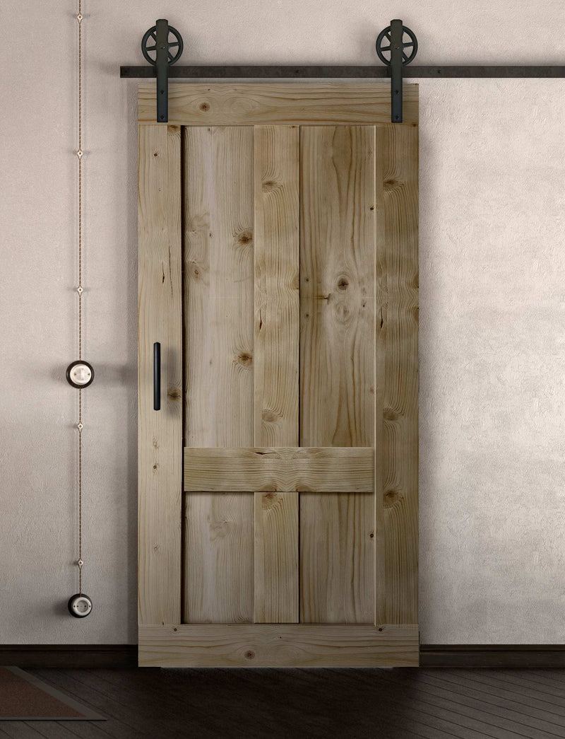 Schiebetür in Scheunentor Optik Modell Farmhouse - Farmhouse Barn Door rustikal nach rechts öffnend / Muster nur Vorderseite / natur geölt