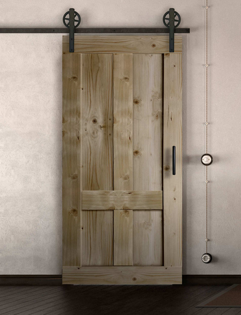 Schiebetür in Scheunentor Optik Modell Farmhouse - Farmhouse Barn Door rustikal nach links öffnend / Muster nur Vorderseite / natur geölt