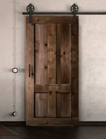 Schiebetür in Scheunentor Optik Modell Farmhouse - Farmhouse Barn Door rustikal nach rechts öffnend / Muster nur Vorderseite / Nuss hell