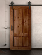 Schiebetür in Scheunentor Optik Modell Farmhouse - Farmhouse Barn Door rustikal nach rechts öffnend / Muster nur Vorderseite / Teak