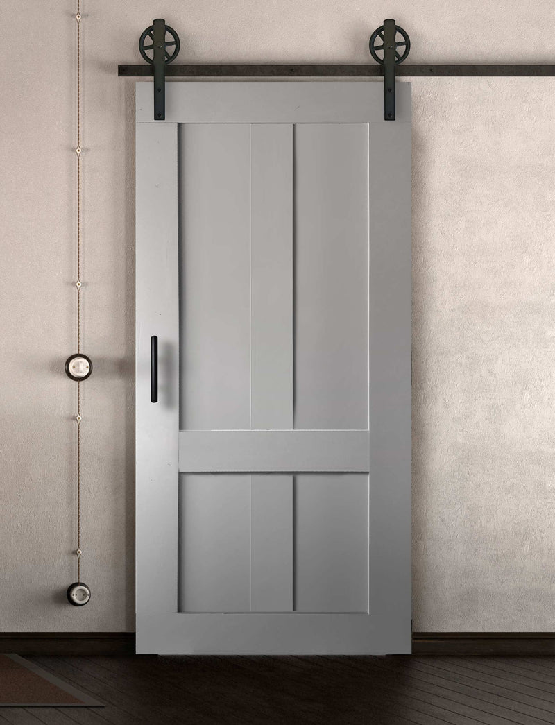 Schiebetür in Scheunentor Optik Modell Farmhouse - Farmhouse Barn Door rustikal nach rechts öffnend / Muster nur Vorderseite / weiß