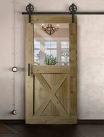Schiebetür in Scheunentor Optik Modell Window X - Farmhouse Barn Door rustikal nach rechts öffnend / Muster nur Vorderseite / natur geölt