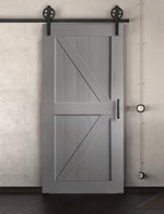 Schiebetür in Scheunentor-Optik im Britisch Farmhouse Stil - Barn Door rustikal - in verschiedenen Farben grau / nach links öffnend