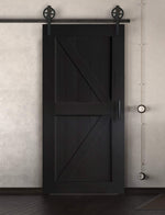 Schiebetür in Scheunentor-Optik im Britisch Farmhouse Stil - Barn Door rustikal schwarz matt / nach links öffnend